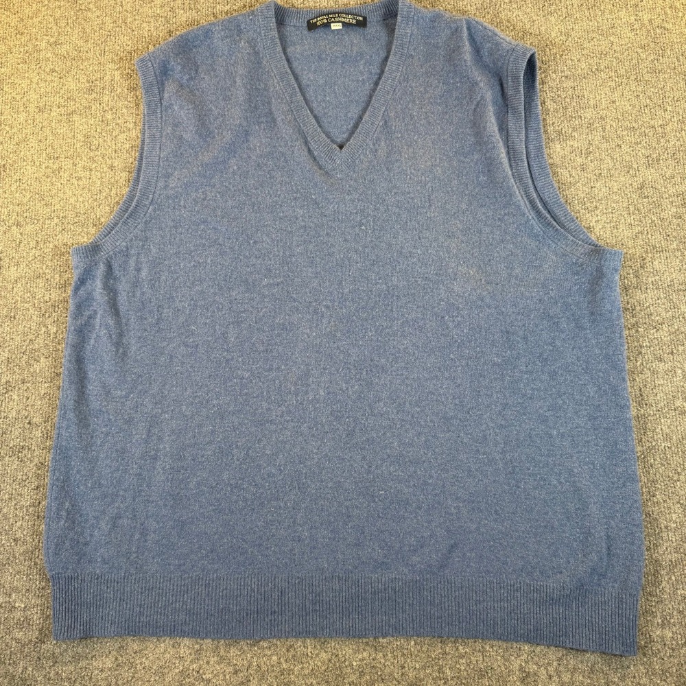 The Royal Mile Collection 100% Cashmere V-Neck Sweater Vest Blue Mens XXXL